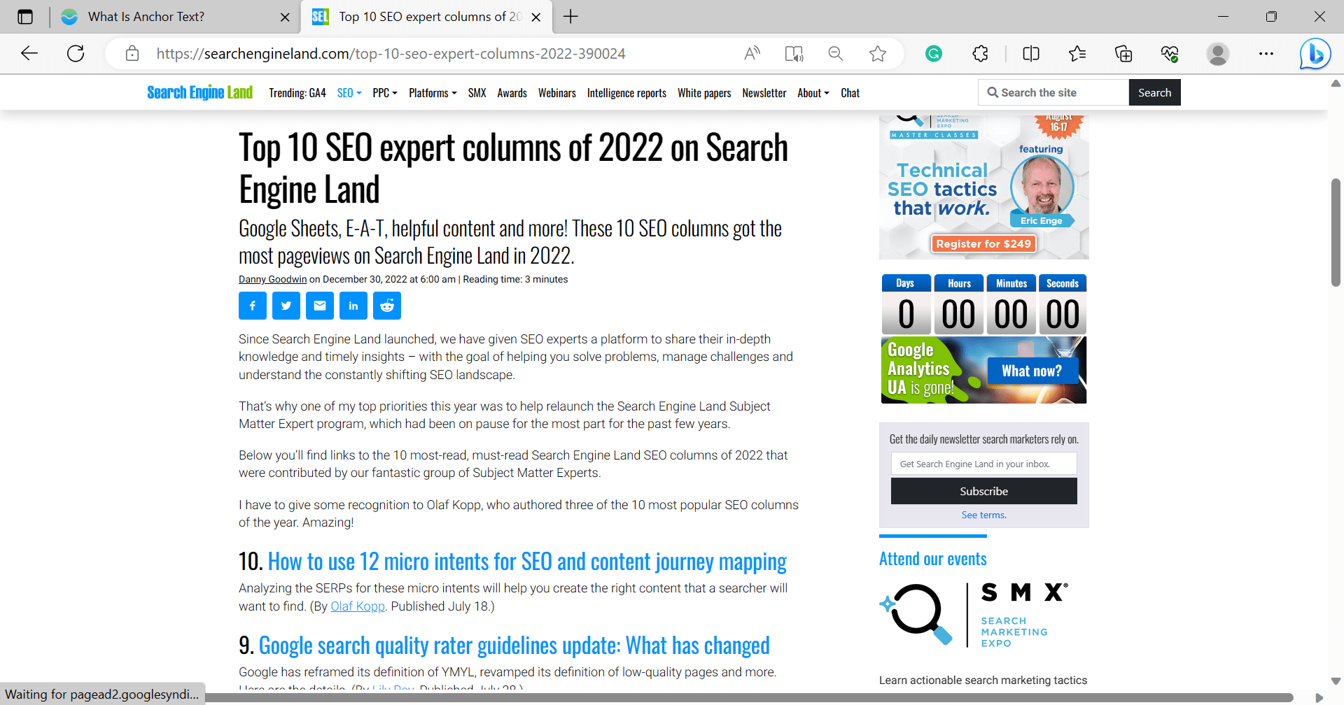 Top 10 SEO Expert Column Article from Search Engine Land