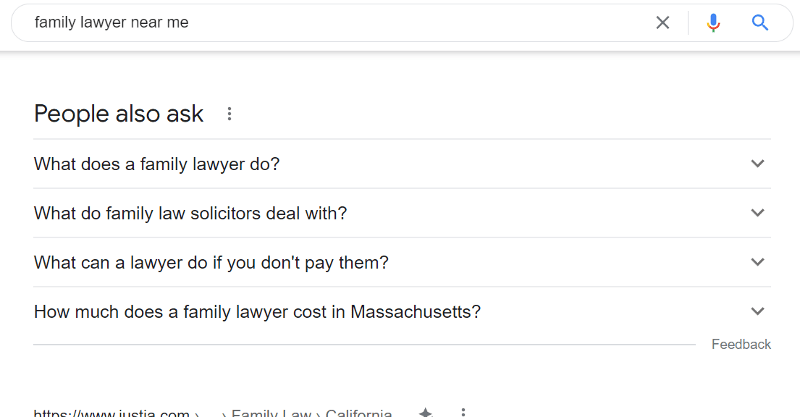 Screenshot of People also ask area of the SERP